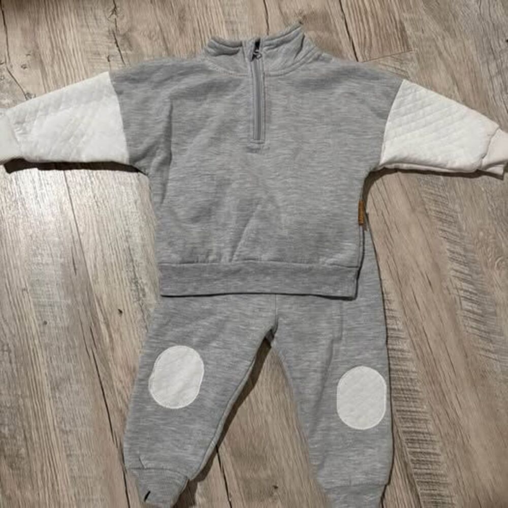 Baby Grey and White Tracksuit Set